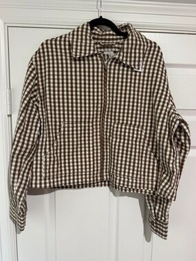 Gap Brown Gingham Canvas Barn Jacket